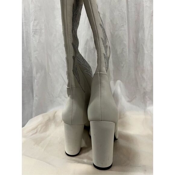 Daniel X Diamond Women's White Tall T Leather Western Boots Shoes Size 6/36 NWOT - Picture 10 of 10